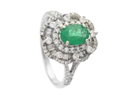 Jewellery - CLUSTER RING, 14K white gold - View 1