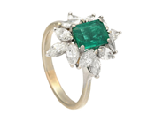 Jewellery - CLUSTER RING, 18K white gold - View 1