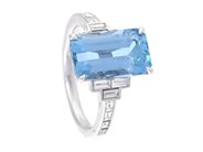 Jewellery - RING, 18K white gold with aquamarine 4,42 ctw - View 1