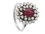 Jewellery, CLUSTER RING, 18K white gold, in auction: Christmas – Saturday 13 December