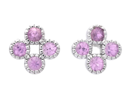 Jewellery - EARRINGS, 18K white gold with 4 pink sapphires 0,31 ctw - View 1