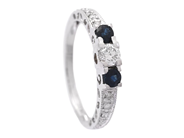 Jewellery - RING, 18K white gold with blue sapphires 0,27 ctw - View 1