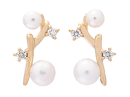 Jewellery - PEARL EARRINGS, 18K gold with cultured freshwater pearls brilliant cut diamonds 0,06 ctw approx. TCr/S-P - View 1