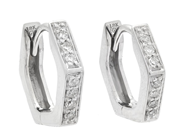 Jewellery - HOOP EARRINGS, 18K white gold with single cut diamonds 0,08 ctw - View 1
