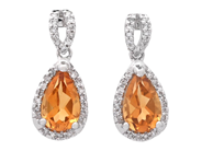 Jewellery - EARRINGS, 18K white gold with citrines 1,56 ctw single cut diamonds 0,16 ctw - View 1