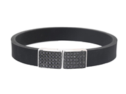 Jewellery - BRACELET, 18K white gold/rubber - View 1