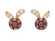 Jewellery - EARRINGS, 18K gold with 14 orange sapphires 0,22 ctw 8 brilliant cut diamonds 0,08 ctw - View 1