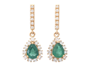 Jewellery - EARRINGS, 18K gold with 2 emeralds 0,63 ctw - View 1