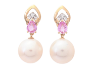 Jewellery - PEARL EARRINGS, 18K gold with 2 cultured freshwater pearls 7,6 mm - View 1