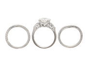 Jewellery - THREE STONE RING, 18K white gold - View 2