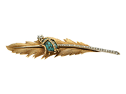 Jewellery - BROOCH, bladmotiv with skalbagge,18K gold - View 2