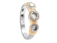 Jewellery - THREE STONE RING, 18K white gold/gold - View 1