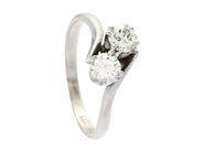 Jewellery, TWO STONE CROSS OVER RING, 18K white gold, in auction: NewYear – Saturday 27 December 2025