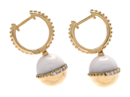 Jewellery - EARRINGS, 18K gold with white agate 5,61 ctw - View 2