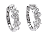 Jewellery - HOOP EARRINGS, 18K white gold with 2 marquise cut diamonds - View 1