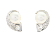 Jewellery - PEARL EARRINGS, 18K white gold - View 1