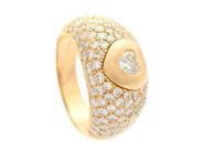 Jewellery, RING,18K gold, heartshape diamond approx. 0,35 ct, in auction: Valentine – Saturday 7 February