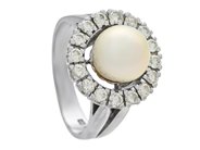 Jewellery - PEARL RING, 18K white gold - View 1