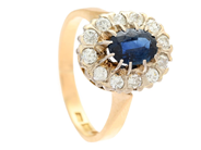 Jewellery, CLUSTER RING, 18K gold/white gold, in auction: Lilla jewellery – Tuesday 24 February