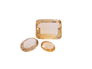 Gemstones - 3 CITRINES, 2 pcs oval cut and one larger emerald cut - View 2