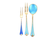 Silverware, DAVID ANDERSEN, one sugar spoon and two serving forks, in auction: Lilla jewellery – Tuesday 24 March