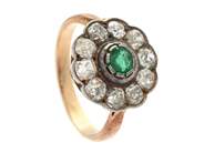 Jewellery, CLUSTER RING, silver/14K gold, in auction: Lilla jewellery – Tuesday 21 April