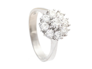 Jewellery, CLUSTER RING, 18K white gold, in auction: Classic – Saturday 25 April