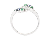 Jewellery - RING, 18K white gold with sapphires and emeralds - View 2