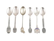 Silverware, SOUVENIR SPOONS, sterling silver, in auction: General – Tuesday 23 June