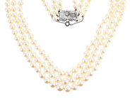 Jewellery, PEARL NECKLACE, 3 rows cultured pearls approx. 7-10 mm, in auction: Classic – Saturday 25 April