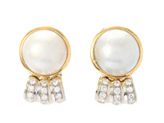 Jewellery - PEARL EARRINGS, 18K gold/white gold - View 1