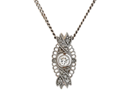 Jewellery - PENDANT WITH CHAIN, pendant i 18K gold and platinum - View 1