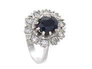 Jewellery - CLUSTER RING, 14K white gold - View 1