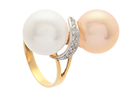 Jewellery, RING, 14K gold cultured freshwater pearls approx. 11 mm, in auction: Lilla jewellery – Tuesday 14 July