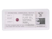 Gemstones, RUBY, 0,83 ct, in auction: Lilla jewellery – Tuesday 14 July