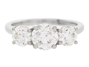 Jewellery - THREE STONE RING, platinum - View 3