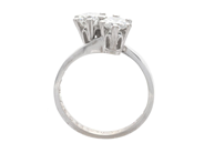 Jewellery - TWO STONE CROSS OVER RING, 18K white gold - View 2