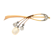 Jewellery - BROOCH, 14K gold/platinum - View 1