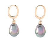 Jewellery - PEARL EARRINGS, 18K gold with drop shaped Tahitian pearls pearls 9,7 mm - View 2