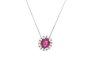 Jewellery - PENDANT WITH CHAIN, 18K white gold - View 1