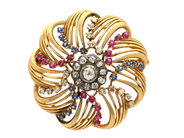 Jewellery - BROOCH, 18K gold/silver - View 1