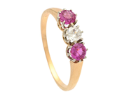 Jewellery - THREE STONE RING, 18K gold/white gold - View 1