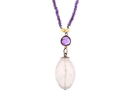 Jewellery - NECKLACE, fasseterad rose quartz and amethysts - View 1