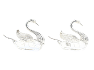 Silverware - 2 SALT SWANS, with spoons - View 1