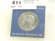 Pawnitems, 1 Minnesmynt in silver "Ändrad Successionsordning 1980", nominellt värde 200:- in case, in auction: Pawn – Wednesday 29 June 2005