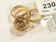 Pawnitems, various gold 18K. weight 15,6g, in auction: Pawn – Wednesday 26 October 2005