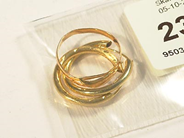 Pawnitems, 1 pair earrings, 1 ring, in auction: Pawn – Wednesday 26 October 2005