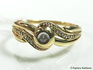 Pawnitems, 1 ring with diamonds approx 1x0,04 & 6x0,005, stl:17 1/4, in auction: Pawn – Thursday 30 March 2006