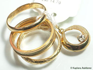 Pawnitems, 3 rings (Graverade), 1 pendant with white stone, in auction: Pawn – Thursday 30 March 2006