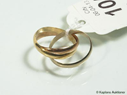 Pawnitems, 1 trefärgad ring stl:15,5 18K. weight 3,7g, in auction: Pawn – Thursday 13 April 2006